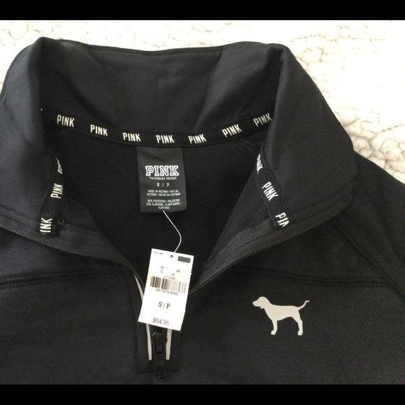 VICTORIA SECRET PINK Ultimate half zip pullover NWT small in black - Picture 5 of 11